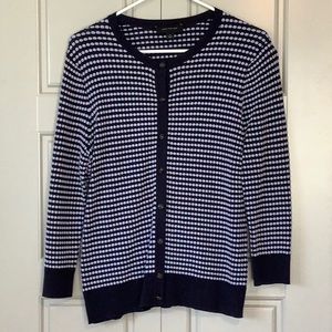 Ann Taylor Navy block patterned cardigan sweater